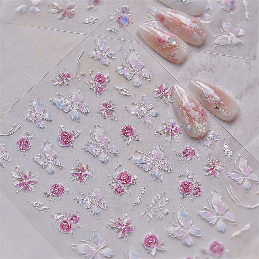 365nails: "Iridescent Butterfly & Rose" – nail art stickers