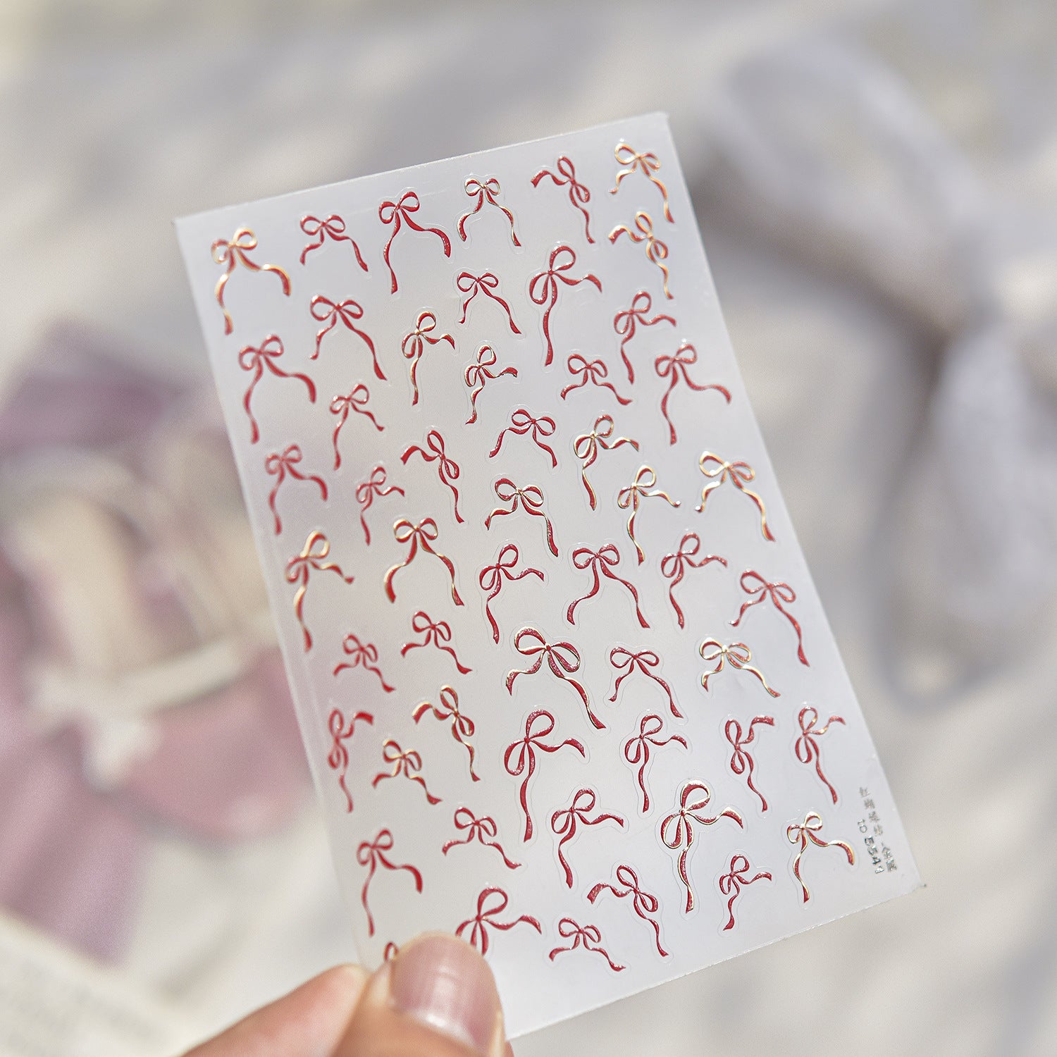 Red Bow Collection: "Gilded Red Bow" – 3D Embossed Nail Sticker