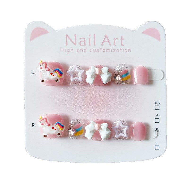 365nails-Unicorn Kids Series: "Rainbow Unicorn Dream" – Short Square Kids Nail Art