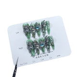 Uñas postizas artesanales de alta calidad, con diseño de alas líquidas, ojo de ángel, parches largos, adhesivos para uñas usables | 365nails