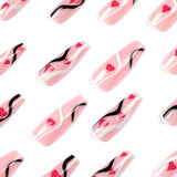 Almofadas para unhas artísticas, pó longo, balé, linhas pretas e brancas, almofadas longas para unhas, atacado｜365nails