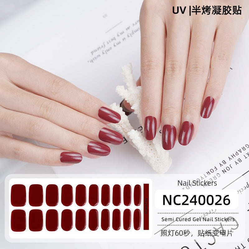 Semi-Cured Gel Nail Strips Pure Color Vibrant Multi-Shade Glossy Set (MOQ=3)