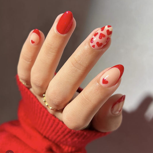 2025 Valentine's Day French red wearing nail love nail art  hot-selling fake nails nail wholesale｜365nails