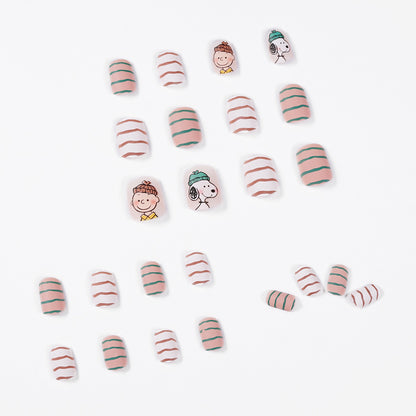 Snoopy cartoon stick contrast matte wear nail art fake nail nail patch nail art finished product removable｜365nails
