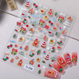 Happy Christmas Nail Art Sticker 5D Embossed Three-dimensional Snowman Christmas Bear DIY Nail Sticker Ornament TJ