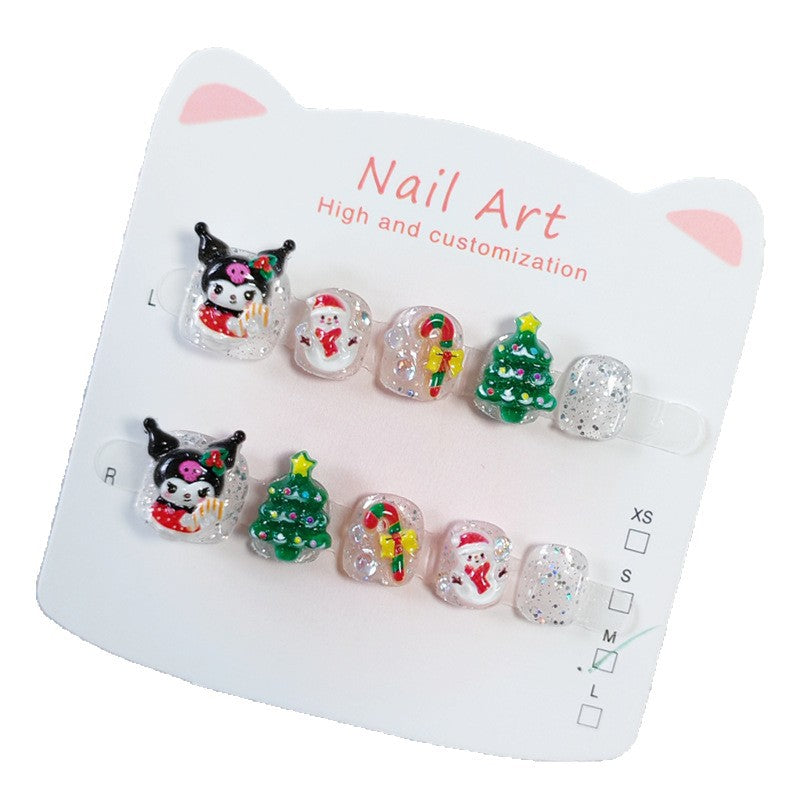 365nails-Christmas Kuromi Kids Series: "Sparkle Holiday Magic" – Short Square Kids Nail Art