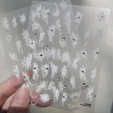 White Snowflake & Butterfly Nail Stickers – 3D Embossed Crystal Set