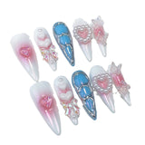 Uñas postizas hechas a mano con rubor aerógrafo, punta larga, Aurora, Sweet Spice Girl, uñas largas, uñas postizas | 365nails