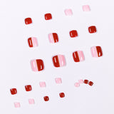 Polvo rojo vino a juego con colores, manicura a presión, uñas postizas, uñas de los pies, uñas de los pies extraíbles｜365nails