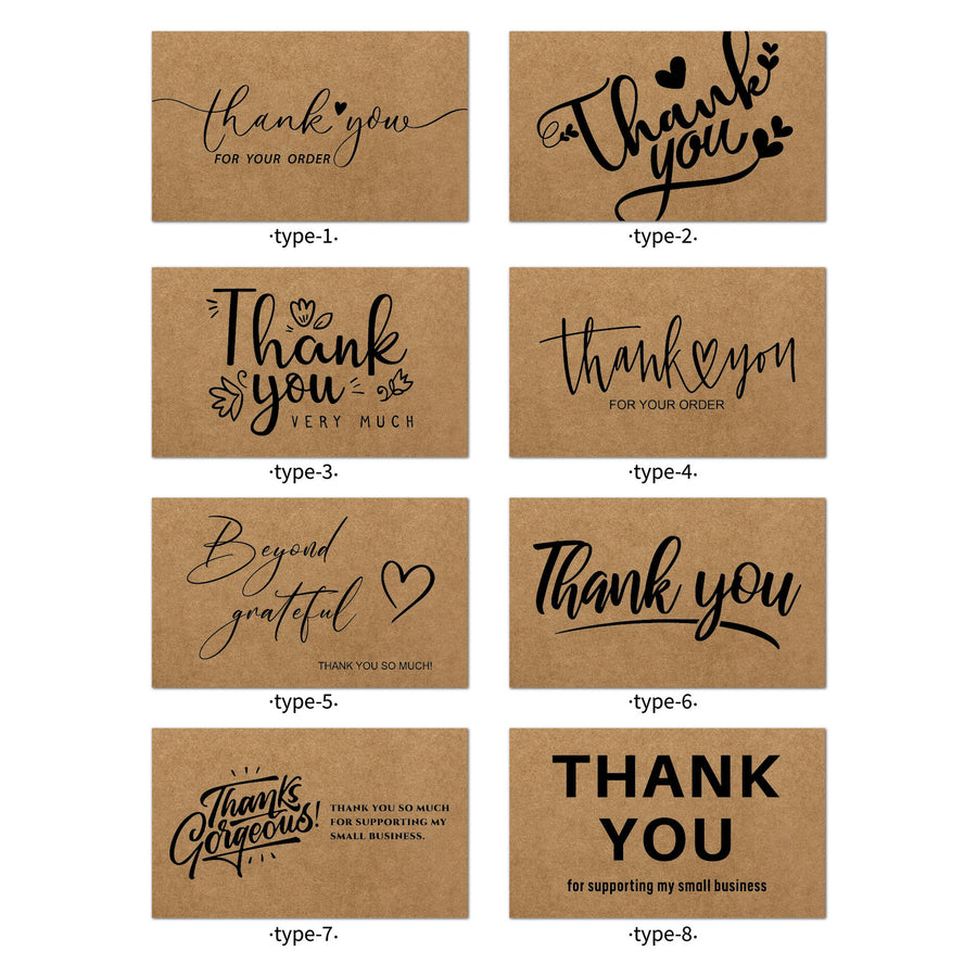 Cartes de remerciement en papier kraft pour packaging de petites entreprises (MOQ=3)