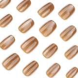 Shimmer Brown Metallic Cat Eye Press On Nails