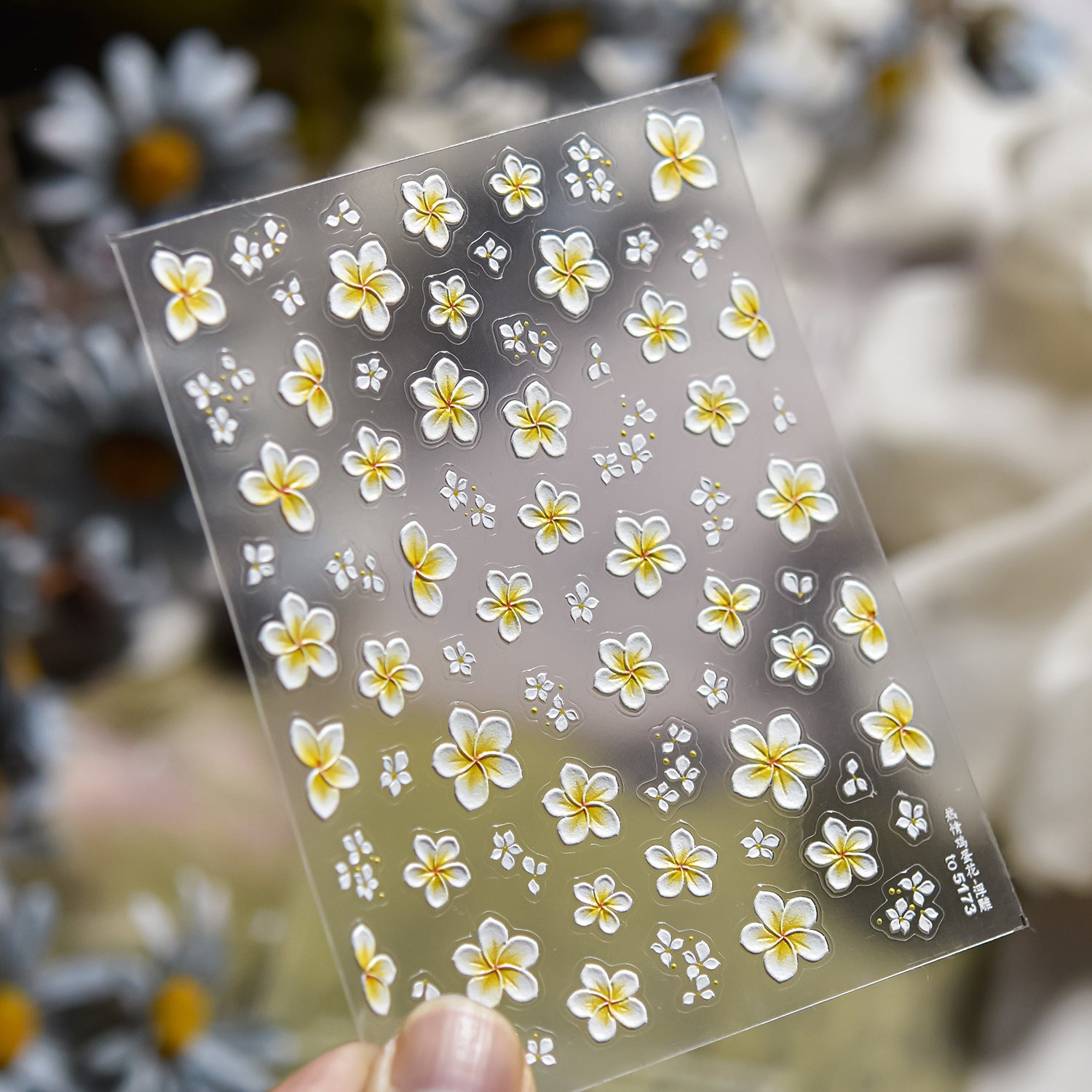 雞蛋花清新系列：「熱帶雞蛋花」— 3D 浮雕甲貼