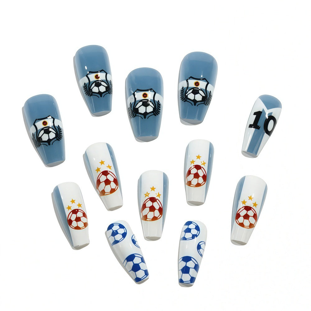 Unhas Postiças Copa do Mundo Azul Céu #10 (Brilhante/24unidades/Caixão Médio)