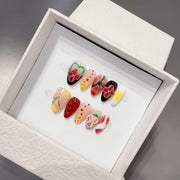 365nails: "Fruity Delight" – 3D Fruit Art Handmade Almond Nails