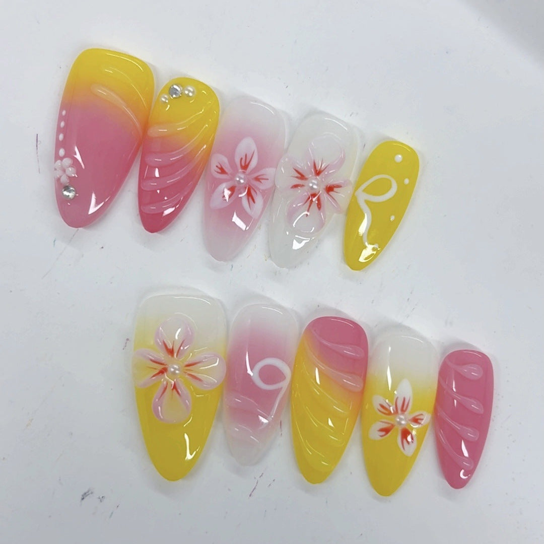 Summer Bloom: "Mango Lily" – Almond Press-Ons