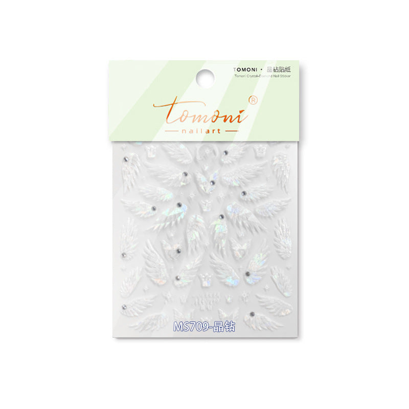Angel Wing Collection: "Celestial Grace" – 3D Crystal Diamond Nail Sticker
