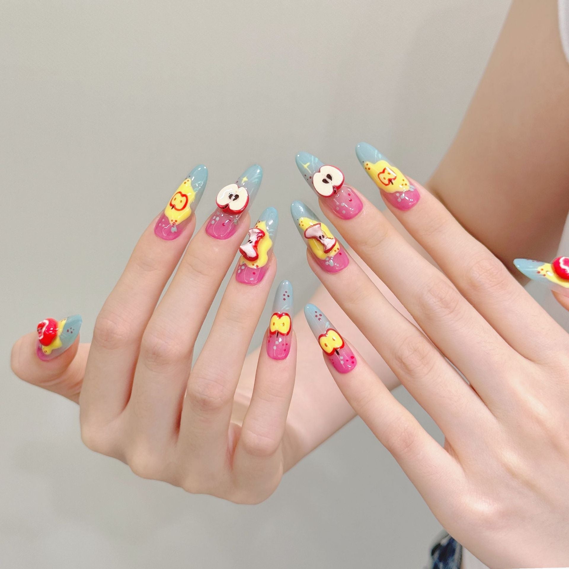 365nails: "Apple Party" – 3D Watermelon & Fruit Art Coffin Nails