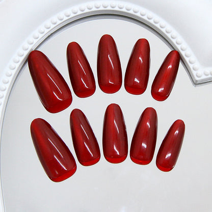 Nail Tips  prefabricated nail burgundy white cat eye fashion girl versatile  removable press on nails 30 pieces｜365nails