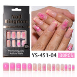 Popular hand-worn nail sweet cool flower almond long finished nail art removable patch fake nail piece