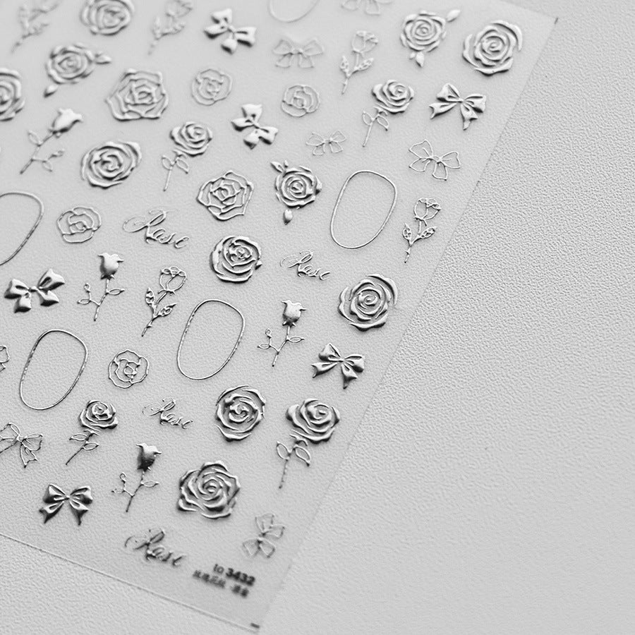 365nails: "Gold Foil Rose & Bow Sticker Set"