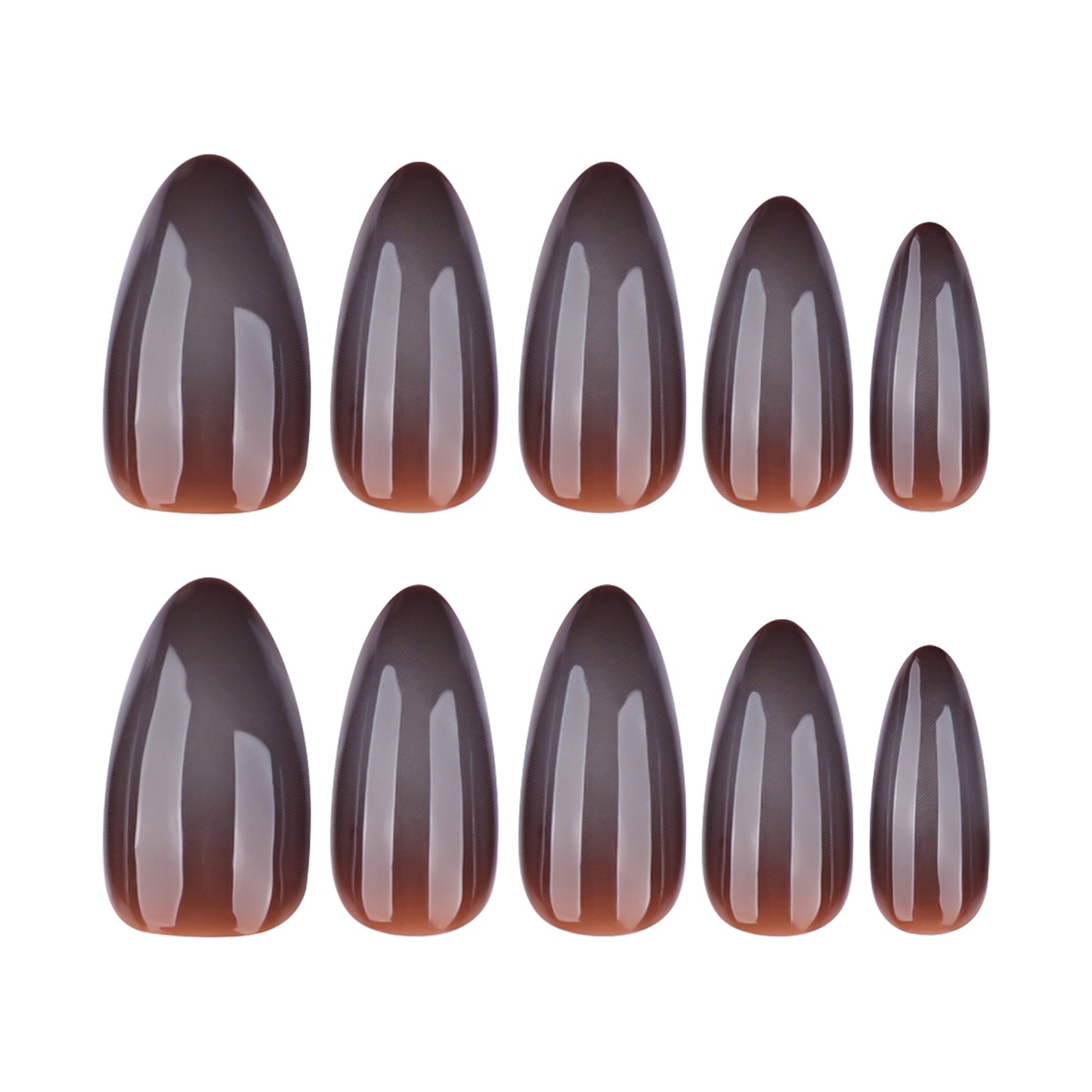 Brown Smoky Gradient Glossy Press-On Nails