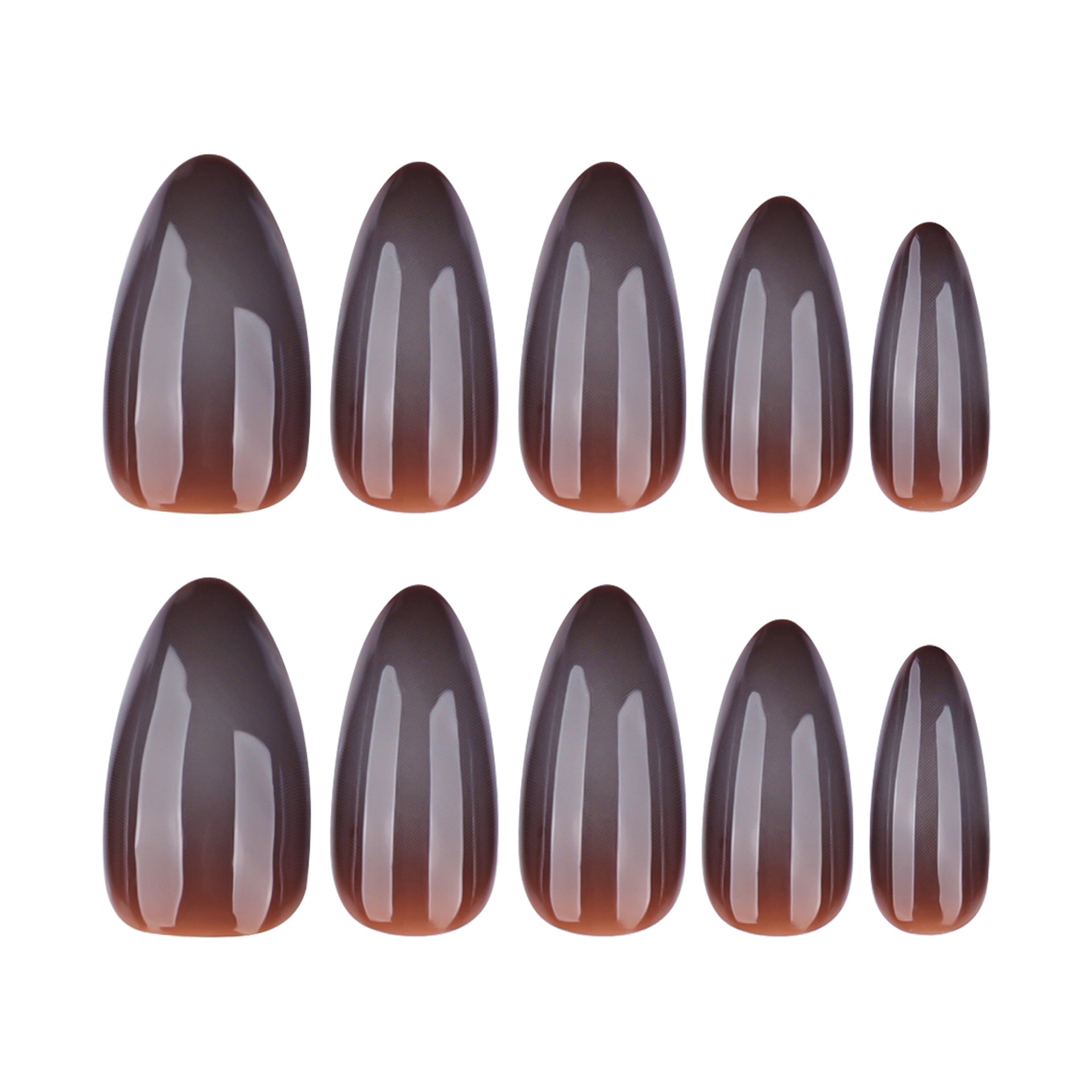 Brown Smoky Gradient Glossy Press-On Nails