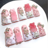 Sweet Pink Sugar Candy Crown Press On Nails
