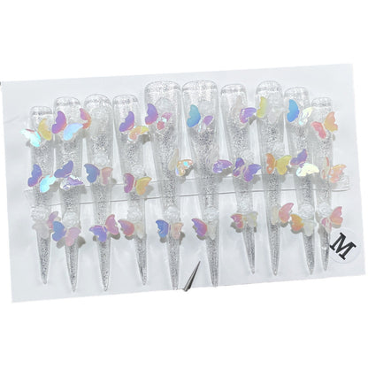 Super long tip nail patch ice through Spice Girl handmade press-on nails  wearable nail sticker wholesale｜365nails