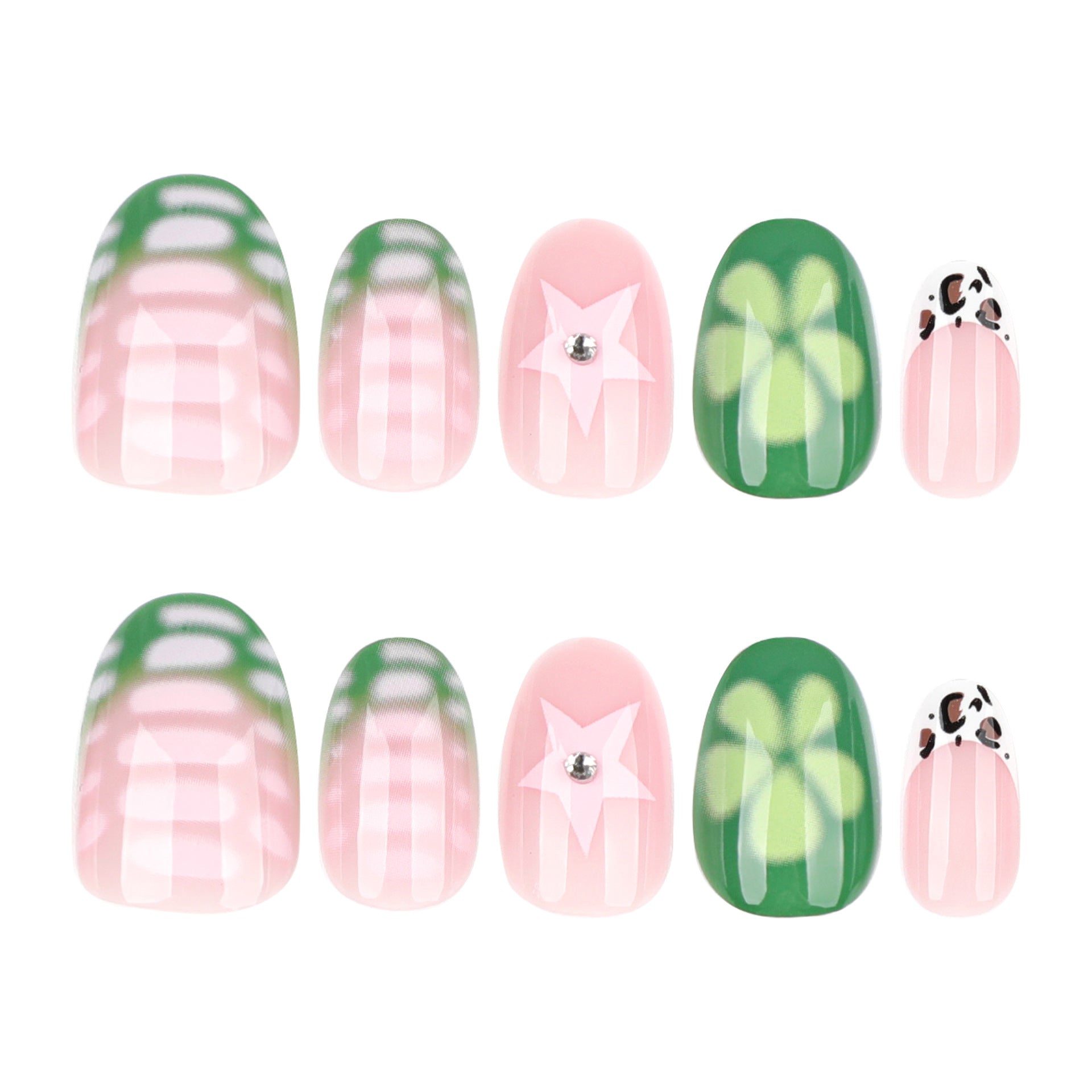Fresh green short round short wear nail summer new foreign trade hot-selling nail piece press on nails