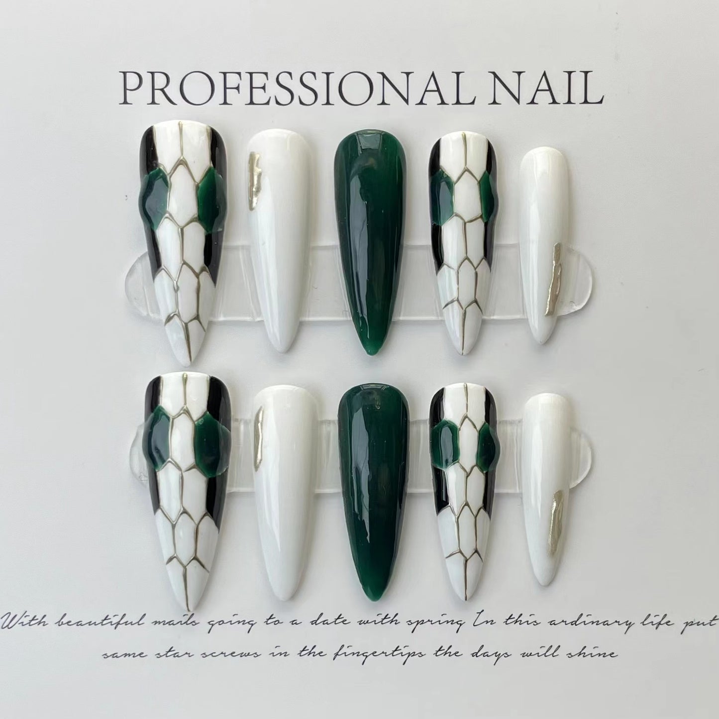 handmade real shot] New press-on nails snakehead nail art advanced light luxury super white nail art tall temperament | 365nails