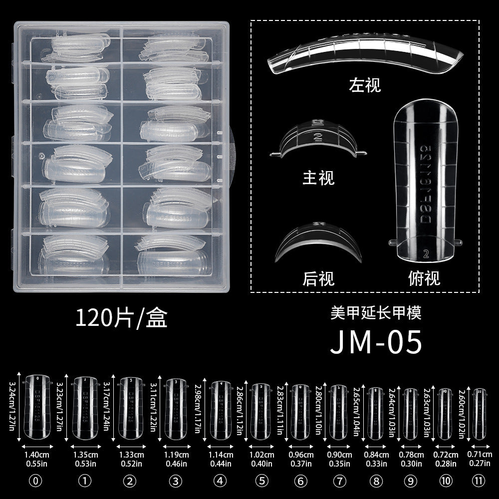 Nail Tips 120 transparent crystal nail molds, boxed with graduated crystal extension nail molds,  rapid phototherapy extension nail molds