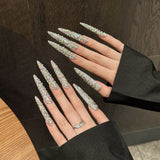 unhas extra longas e puras feitas à mão repletas de diamantes, nail art leve e luxuosa, unhas postiças e produtos de unhas avançados | 365nails
