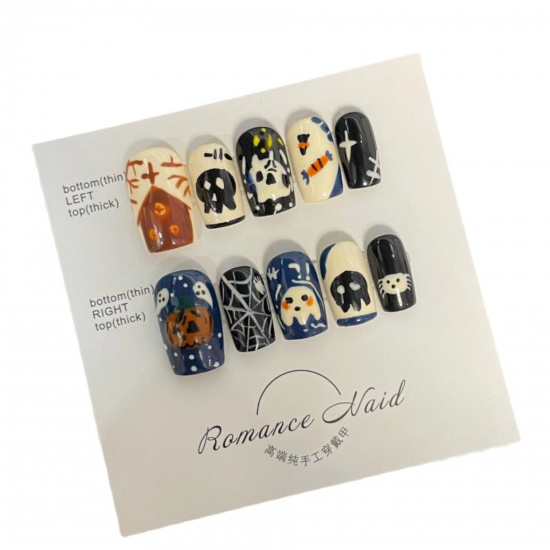 Unhas postiças para Halloween, decoração de unhas de Halloween, produto finalizado | 365nails