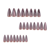 Brown solid color cat eye glitter press-on nails - medium length almond shape