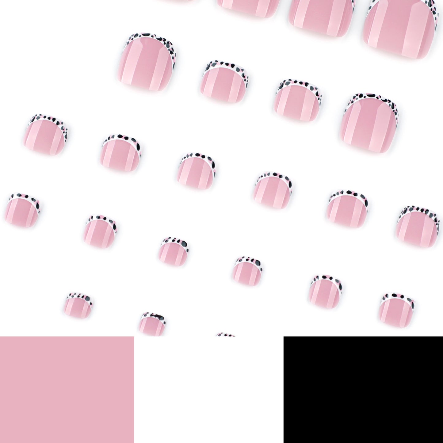 Para pies usables y uñas de los pies con estampado de leopardo francés, uñas de los pies al por mayor｜365nails