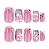 Película de uñas cortas cuadradas de SS con diseño de gato francés dulce | 365nails