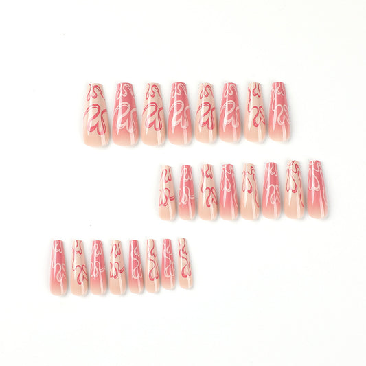 Pads wholesale pink and white smudging love long ballet nail pads nail products wearing long nail pads｜365nails
