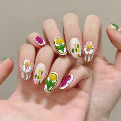 Color Cartoon Cute Three-dimensional Flower Summer Nail Art Handmade Wear Nail | 365nails