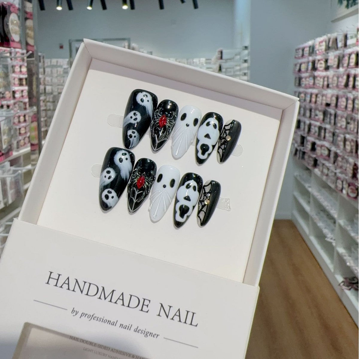 365nails: "Skull & Rose" – 3D Gothic Skull Handmade Stiletto Nails