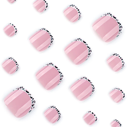 Para pies usables y uñas de los pies con estampado de leopardo francés, uñas de los pies al por mayor｜365nails