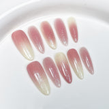 Simple blush nail sweet pure flash Spice girl long Handemade press on nails wearable fake nail wholesale｜365nails