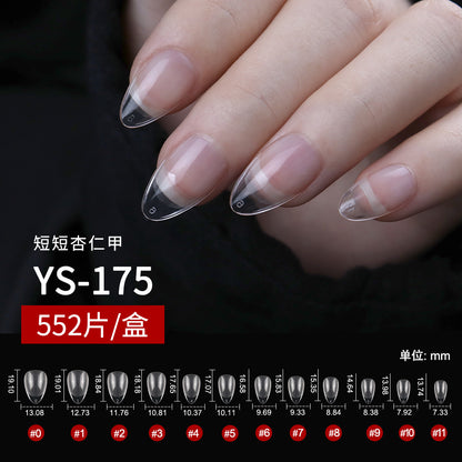 Nail Tips Nail sheet semi-matte transparent short almond nail trapezoidal free grinding full sticker seamless patch fake nail wholesale