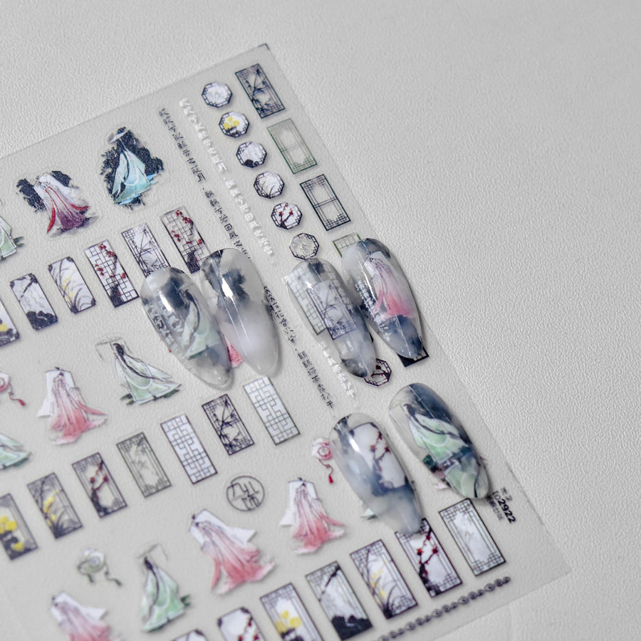 365nails: 수채화 연꽃 연못 네일 아트 스티커