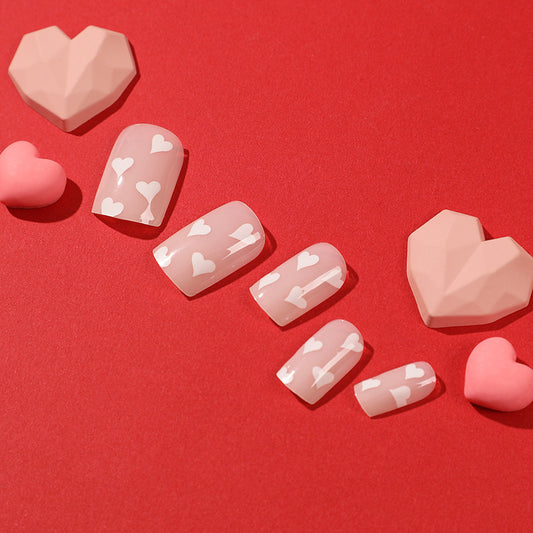 Wear nail art wholesale Valentine's Day nail pads naked powder white love nail pads finished product removable advanced｜365nails