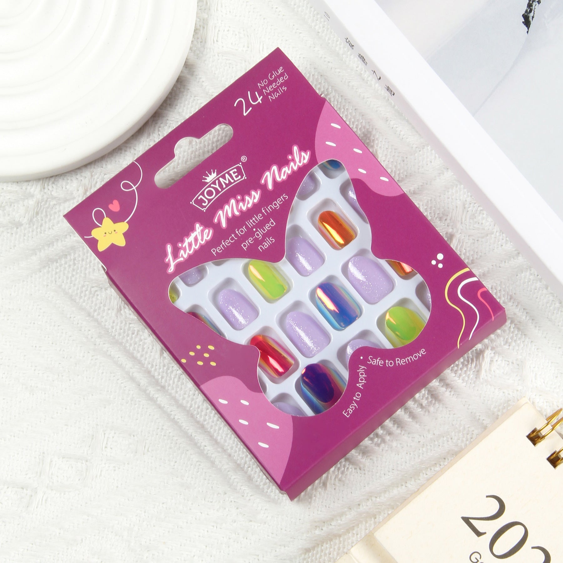 Kids press-on nails Color safety and environmental protection patch Glossy phosphorescent nail