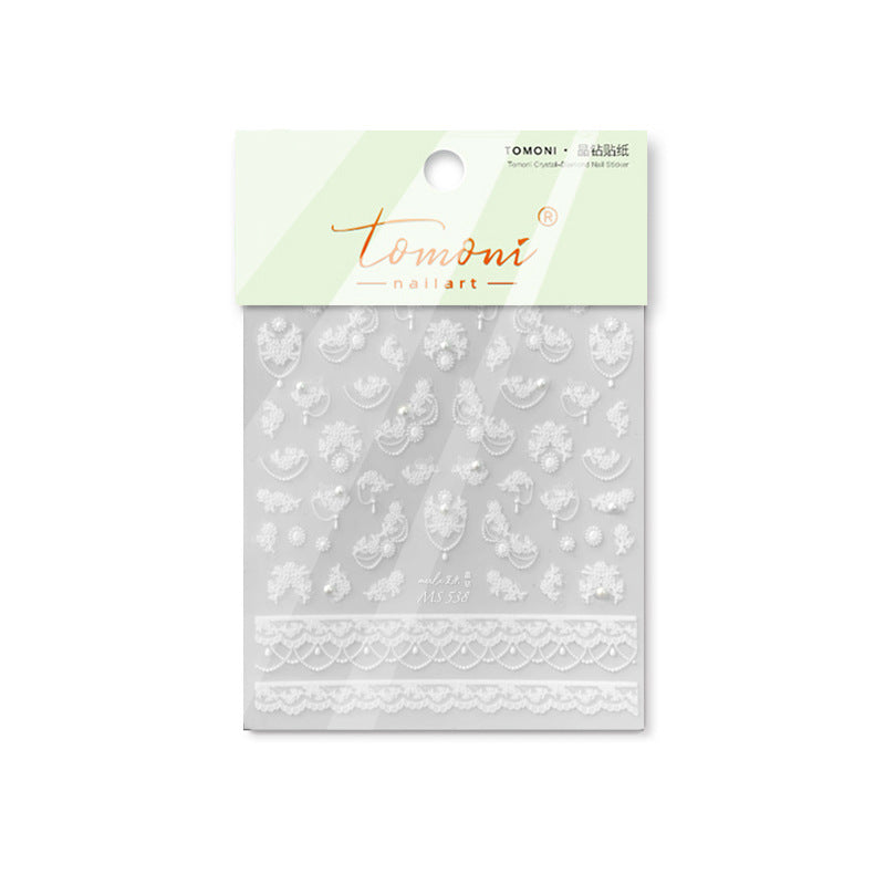 White Lace Crystal – Bridal Elegant Nail Art Stickers