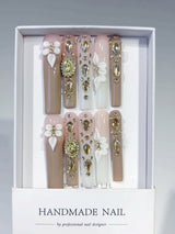 Parisian Nude Gold Relief Press On Nails