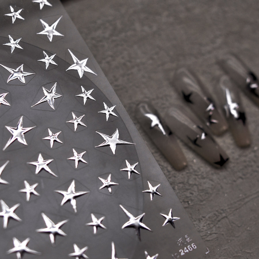 Monochrome Starry – Y2K Cool Nail Art Stickers