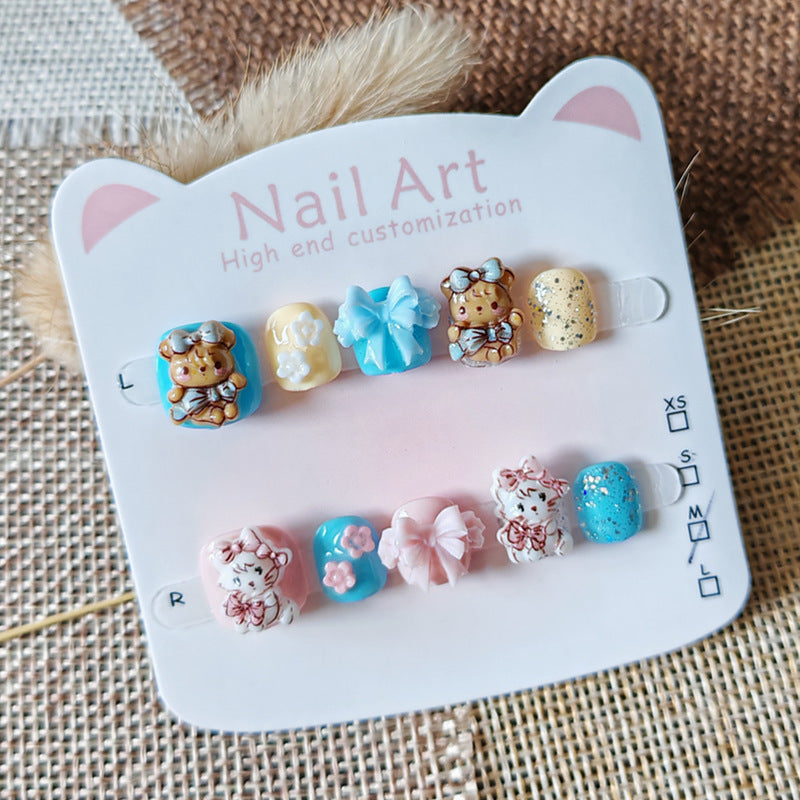 365nails：「Sanrio 粉彩蝴蝶結花園」— 手工製可愛短款橢圓形穿戴甲