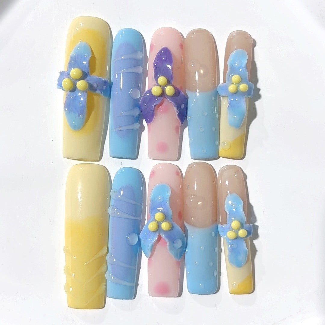 Pastel Dream Bow Sculpted Press On Nail Set